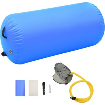 vidaXL Gymnastiekrol met pomp opblaasbaar 120x90 cm PVC blauw