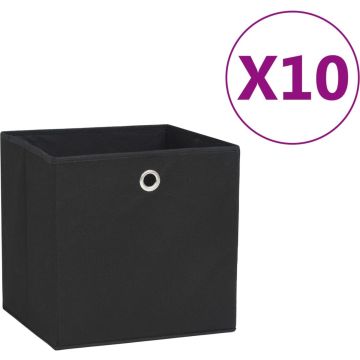 vidaXL Opbergboxen 10 st 28x28x28 cm nonwoven stof zwart