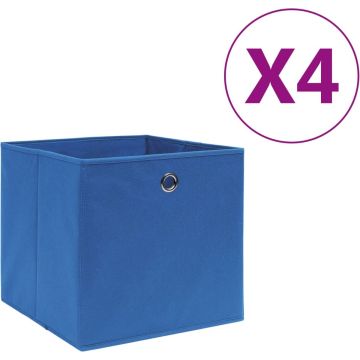 vidaXL Opbergboxen 4 st 28x28x28 cm nonwoven stof blauw