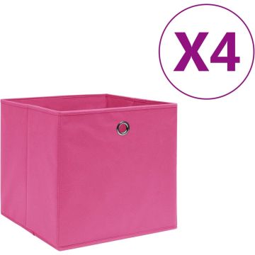 vidaXL Opbergboxen 4 st 28x28x28 cm nonwoven stof roze