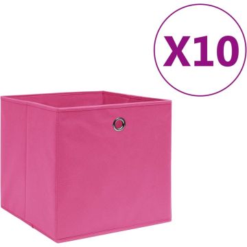 vidaXL Opbergboxen 10 st 28x28x28 cm nonwoven stof roze