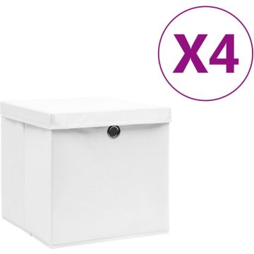 vidaXL Opbergboxen met deksels 4 st 28x28x28 cm wit