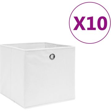 vidaXL Opbergboxen 10 st 28x28x28 cm nonwoven stof wit