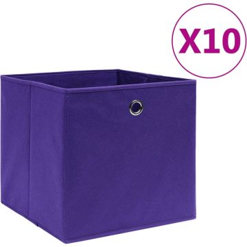 vidaXL Opbergboxen 10 st 28x28x28 cm nonwoven stof paars