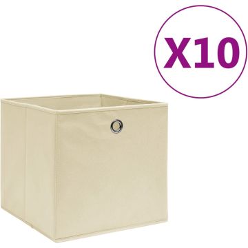 vidaXL Opbergboxen 10 st 28x28x28 cm nonwoven stof crème