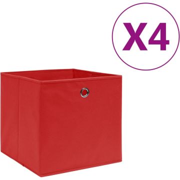 vidaXL Opbergboxen 4 st 28x28x28 cm nonwoven stof rood