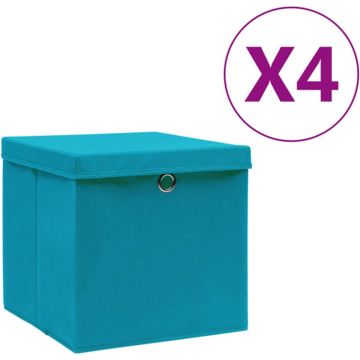 vidaXL Opbergboxen met deksels 4 st 28x28x28 cm babyblauw