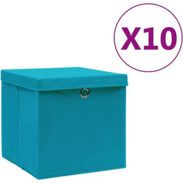 vidaXL Opbergboxen met deksels 10 st 28x28x28 cm babyblauw