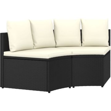 vidaXL 2-delige Loungeset met kussens poly rattan zwart