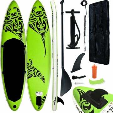 vidaXL Stand Up Paddleboardset opblaasbaar 305x76x15 cm groen