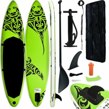 vidaXL Stand Up Paddleboardset opblaasbaar 320x76x15 cm groen