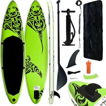 vidaXL Stand Up Paddleboardset opblaasbaar 366x76x15 cm groen