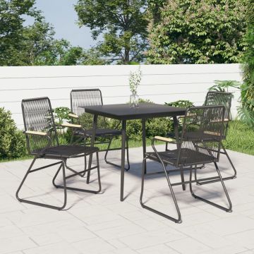 vidaXL Tuinstoelen 4 st 58x59x85,5 cm PVC-rattan zwart