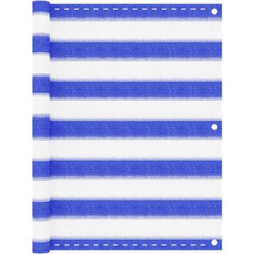 vidaXL Balkonscherm 75x400 cm HDPE blauw en wit