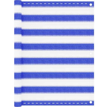 vidaXL Balkonscherm 90x400 cm HDPE blauw en wit