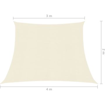 vidaXL Zonnezeil 160 g/m² 3/4x2 m HDPE crèmekleurig