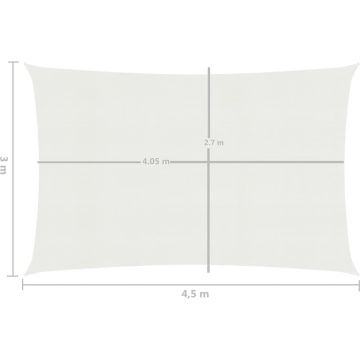 vidaXL Zonnezeil 160 g/m² 3x4,5 m HDPE wit