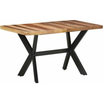 vidaXL Eettafel 140x70x75 cm massief hout met honingkleurige afwerking