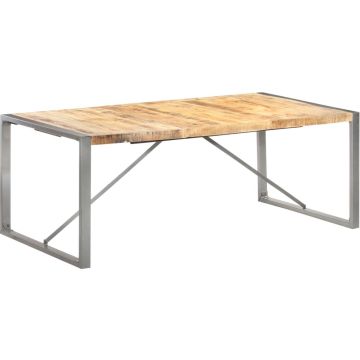 vidaXL Eettafel 200x100x75 cm massief ruw mangohout