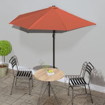 vidaXL Balkonparasol half met aluminium paal 270x144x222 cm terracotta