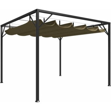 vidaXL Tuinprieel met uittrekbaar dak 180 g/m² 3x3 m taupe