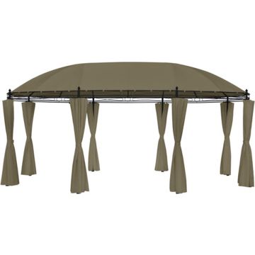 vidaXL Prieel met gordijnen 180 g/m² 520x349x255 cm taupe