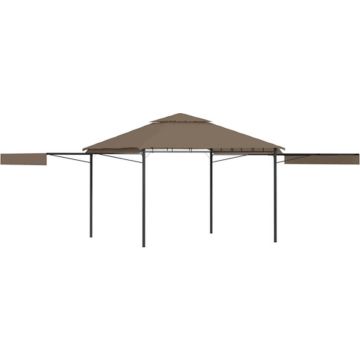 vidaXL Prieel met uitschuifbare daken 180 g/m² 3x3x2,75 m taupe