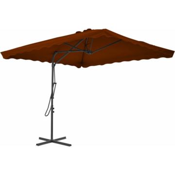 vidaXL Parasol met stalen paal 250x250x230 cm terracottakleurig