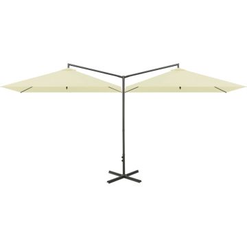 vidaXL Parasol dubbel met stalen paal 600x300 cm zandkleurig