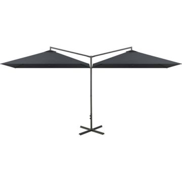 vidaXL Parasol dubbel met stalen paal 600x300 cm antracietkleurig