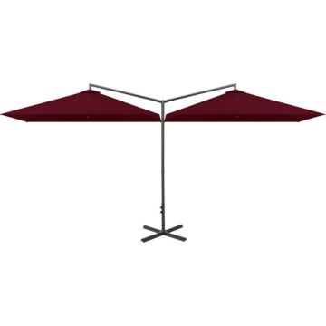 vidaXL Parasol dubbel met stalen paal 600x300 cm bordeauxrood