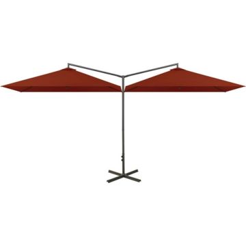 vidaXL Parasol dubbel met stalen paal 600x300 cm terracottakleurig