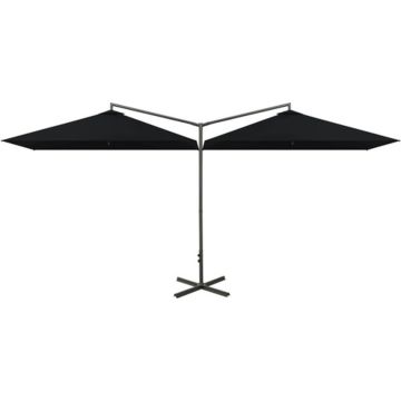 vidaXL Parasol dubbel met stalen paal 600x300 cm zwart