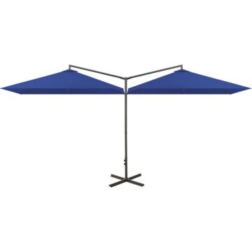 vidaXL Parasol dubbel met stalen paal 600x300 cm azuurblauw