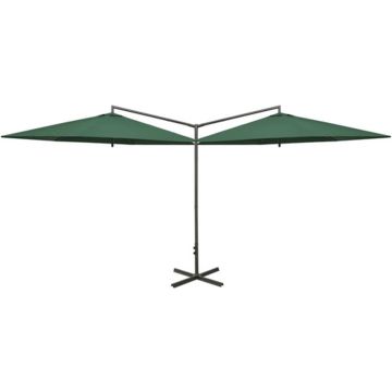 vidaXL Parasol dubbel met stalen paal 600 cm groen