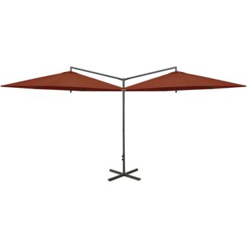 vidaXL Parasol dubbel met stalen paal 600 cm terracottakleurig