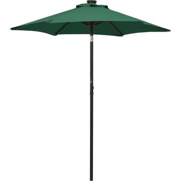 vidaXL Parasol met LED-verlichting 200x211 cm aluminium groen