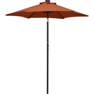 vidaXL Parasol met LED-verlichting 200x211 cm aluminium terracottakleurig