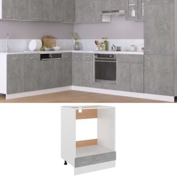 vidaXL Ovenkast 60x46x81,5 cm spaanplaat betongrijs