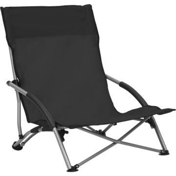 vidaXL Strandstoelen 2 st inklapbaar stof zwart