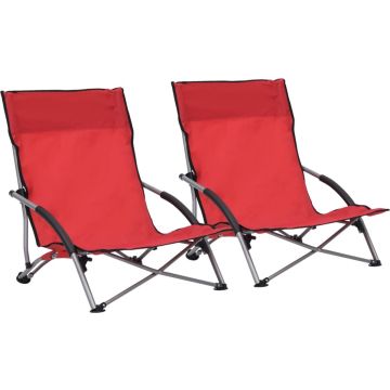 vidaXL Strandstoelen 2 st inklapbaar stof rood