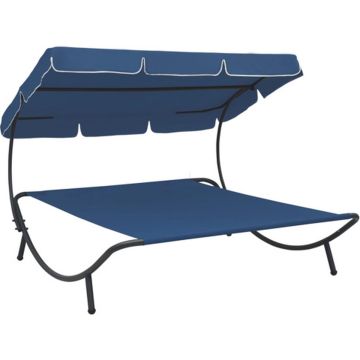 vidaXL Loungebed met luifel blauw