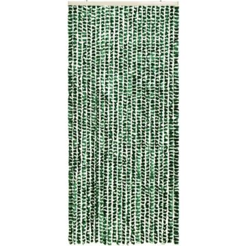 vidaXL Vliegengordijn 90x220 cm chenille groen en wit