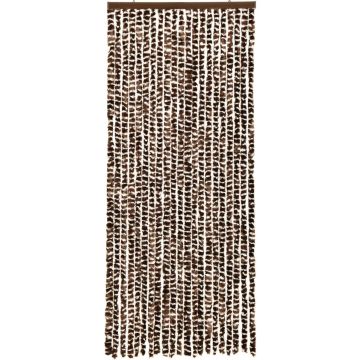 vidaXL Vliegengordijn 56x185 cm chenille bruin en wit