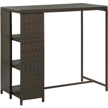 vidaXL Bartafel met opbergrek 120x60x110 cm poly rattan bruin