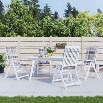 vidaXL Tuinstoelkussens 4 st 120x50x3 cm stof ruitpatroon grijs