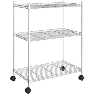 vidaXL Opbergrek 3-laags met wielen 150 kg 60x35x81 cm chroom