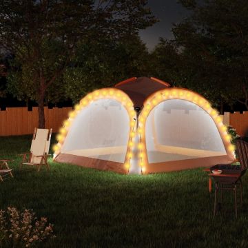 vidaXL Partytent met LED en 4 zijwanden 3,6x3,6x2,3 m grijs en oranje