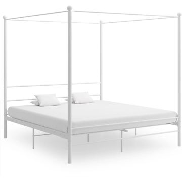 vidaXL Hemelbedframe metaal wit 200x200 cm