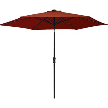 vidaXL Parasol met LED-verlichting en stalen paal 300 cm terracotta